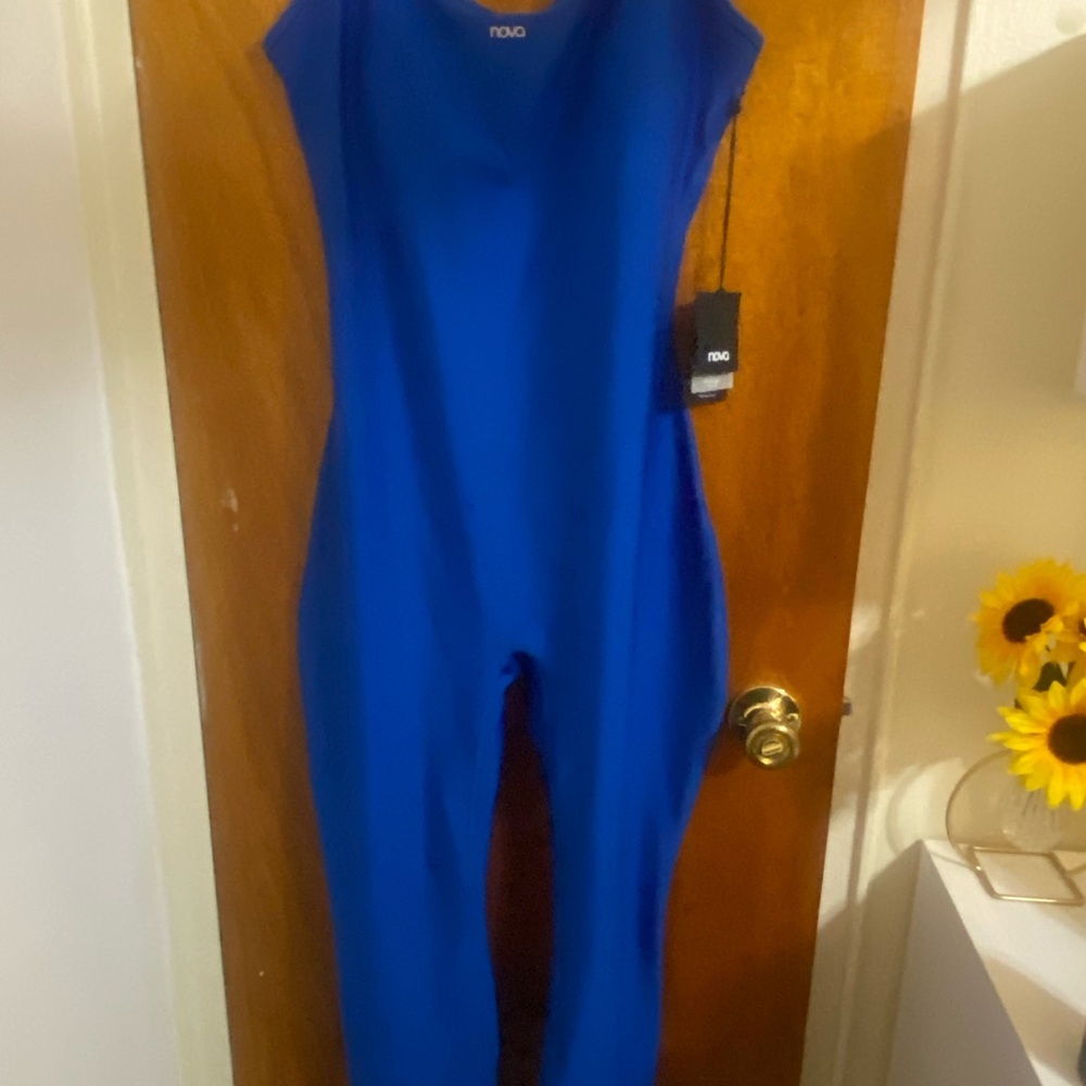 Fashion Nova Blue Skinny Jumpsuit